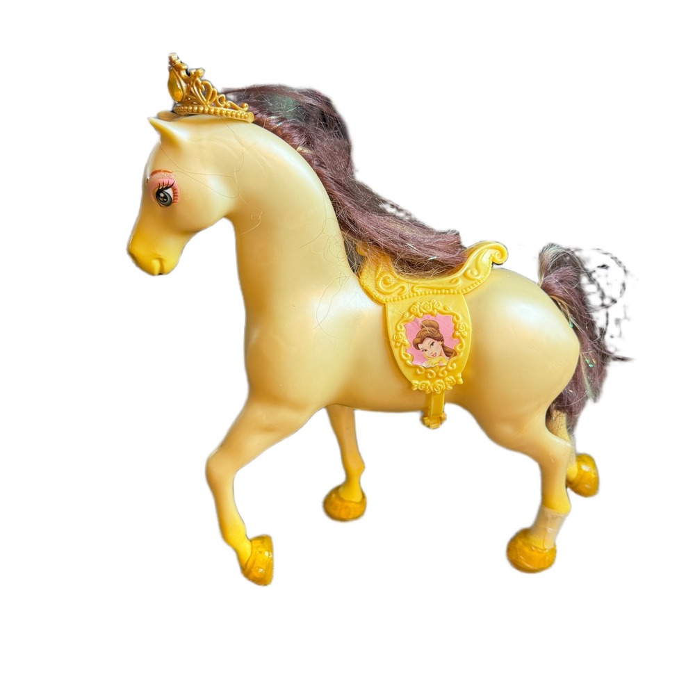 Disney Princess Belle Beauty & the Beast 10in Yellow Toy Horse with Saddle Crown